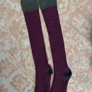 Sorel Wool Blend Burgundy and Gray Women’s Medium Boot/Knee/Ski/Boarding Socks